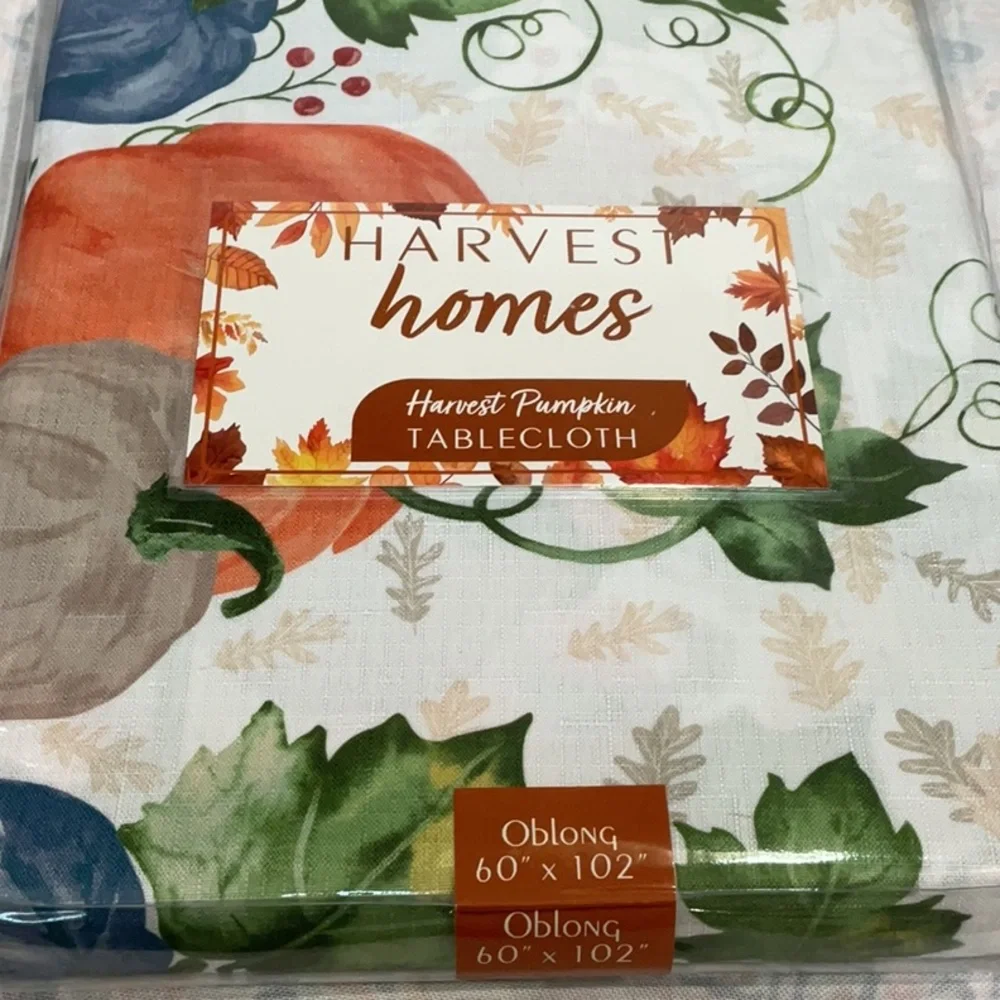 Harvest Pumpkin tablecloth 60” by 102”. Thanksgiving.